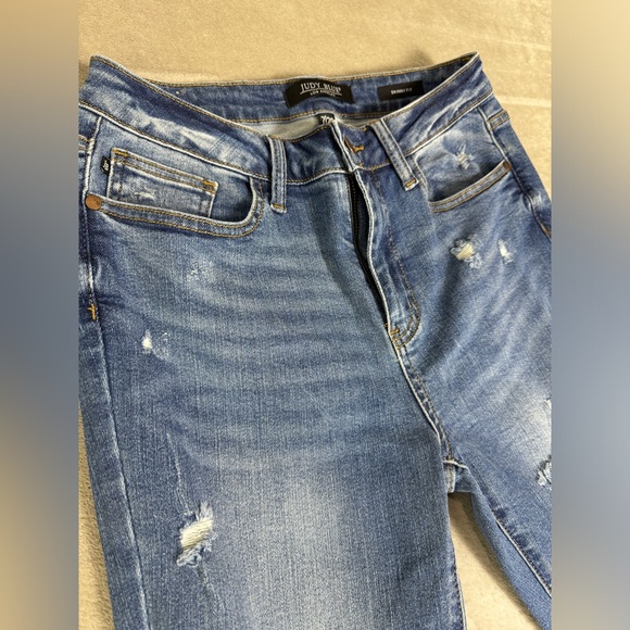 Judy Blue Womens Size‎ 7 / 28 Distressed High Rise Lemon Patch Skinny Jeans - Picture 8 of 15
